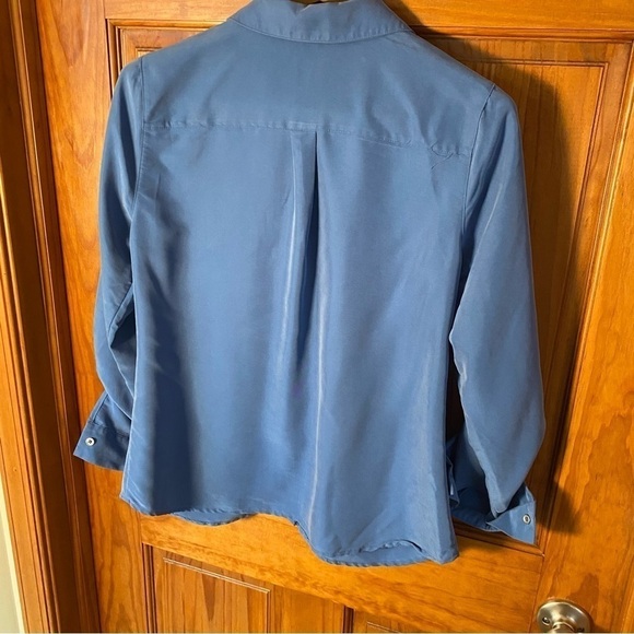 Dress Barn Blue Button-Up Blouse with Silver Accents - Picture 5 of 5